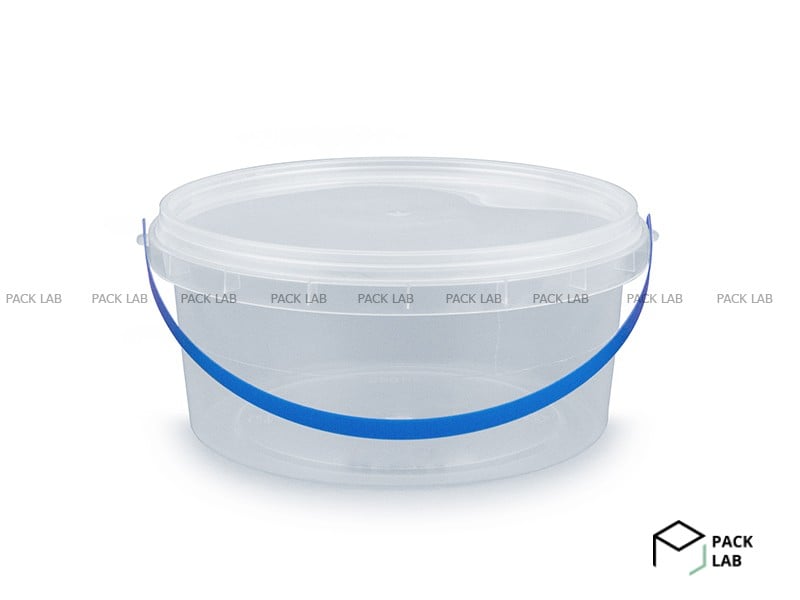 Round plastic bucket 500 ml transparent